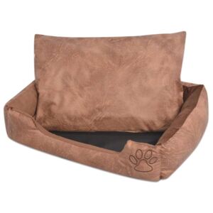 Krevet za pse s jastukom PU umjetna koža veličina L Bež