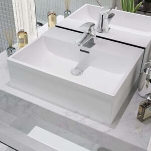 Umivaonik s Poklopcem za Slivnik Keramički Bijeli 51 5x38 5x15 cm