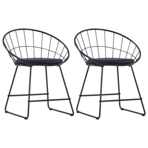 Stolice sa sjedalima od umjetne kože 2 kom crne čelične