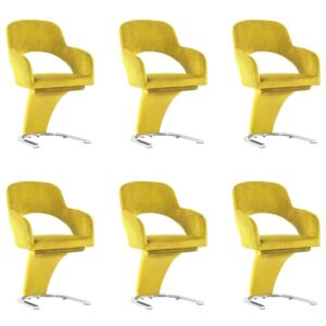 Blagovaonske stolice 6 kom žute baršunaste