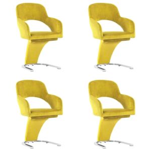 Blagovaonske stolice 4 kom žute baršunaste