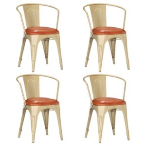 Blagovaonske stolice od prave kože 4 kom smeđe