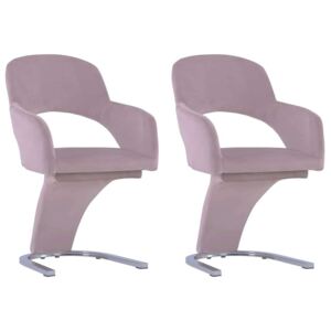 Blagovaonske stolice 2 kom ružičaste baršunaste