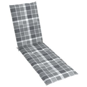 VidaXL Jastuk za ležaljku sivi karirani (75 + 105) x 50 x 4 cm