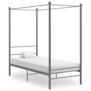VidaXL Okvir za krevet s nadstrešnicom sivi metalni 90 x 200 cm