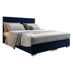 Zondo Bračni krevet 140 cm Harlan (plava) (s podnicom, madracem i prostorom za odlaganje)