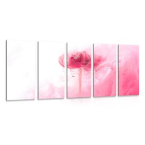 5-dijelna slika ružičasti cvijet u zanimljivom dizajnu