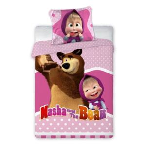 FARO posteljina Masha i medvjed ružičasti pamuk, 100/135, 40/60 cm