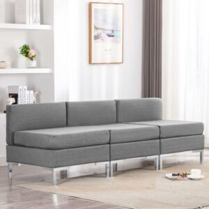 VidaXL Modularne srednje sofe s jastucima 3 kom od tkanine svjetlosive