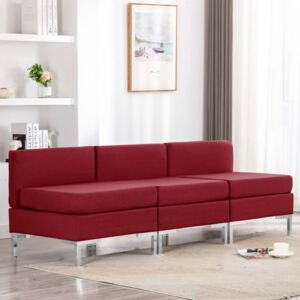 VidaXL Modularne srednje sofe s jastucima 3 kom od tkanine boja vina