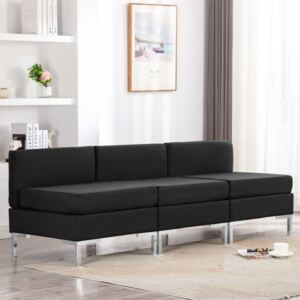 VidaXL Modularne srednje sofe s jastucima 3 kom od tkanine crne