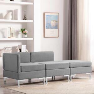VidaXL 3-dijelni set sofa od tkanine svjetlosivi