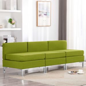 VidaXL Modularne srednje sofe s jastucima 3 kom od tkanine zelene