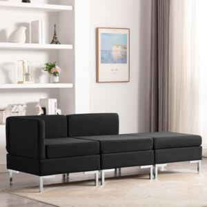 VidaXL 3-dijelni set sofa od tkanine crni