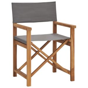 VidaXL Redateljska stolica od masivne tikovine siva