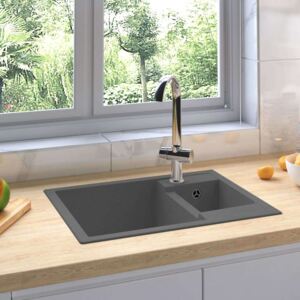 Kuhinjski sudoper s dvije kadice sivi granitni