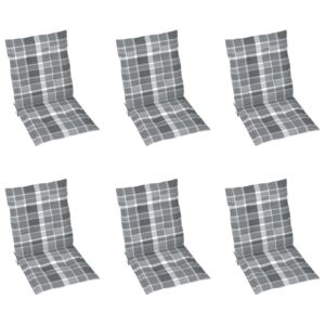 VidaXL Jastuci za vrtne stolice 6 kom sivi karirani 100 x 50 x 4 cm