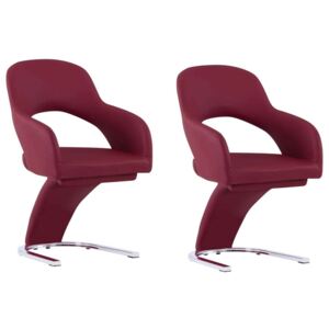 Blagovaonske stolice od umjetne kože 2 kom crvena boja vina