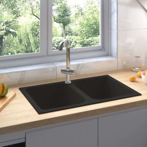 Kuhinjski sudoper s dvije kadice crni granitni