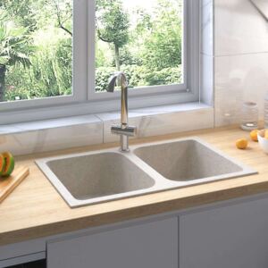 Kuhinjski sudoper s dvije kadice bež granitni