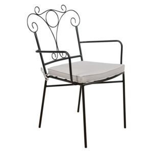 Maika stolica sa rukonaslonima i jastukom 56x54x89 cm crni metal