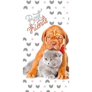 Dječji ručnik Najbolji prijatelji - štene i mačić Best Friends Dogue de Bordeaux