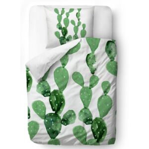 Povlečení Butter Kings Cactus bijela zelena 200x135 + 60x50 cm