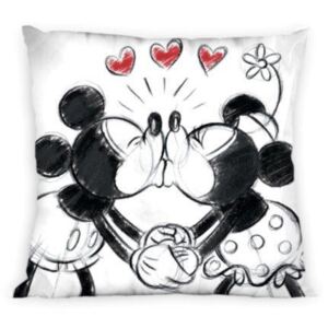 Navlaka za jastuk 40x40 cm - Mickey and Minnie Mouse - crno-bijela Disney retro