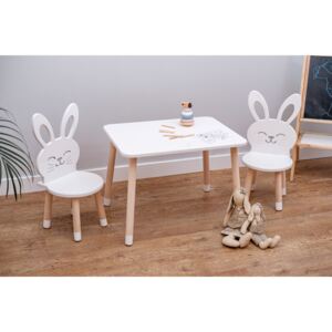 Dječji stol sa stolicama - Zec - bijeli Kids table set - Rabbit