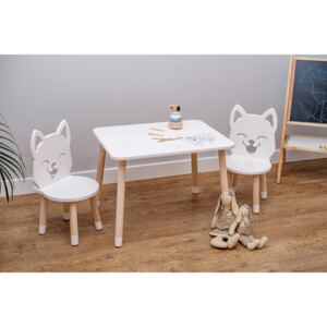 Dječji stol sa stolicama - Lisica - bijela Kids table set - fox