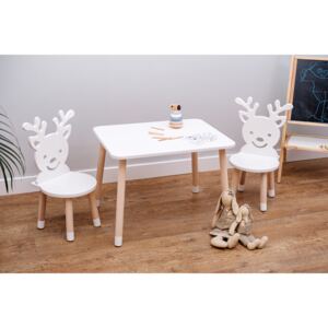 Dječji stol sa stolicama - Jelen - bijeli Kids table set - Deer