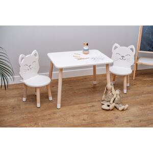 Dječji stol sa stolicama - Mačka - bijela Kids table set - Cat