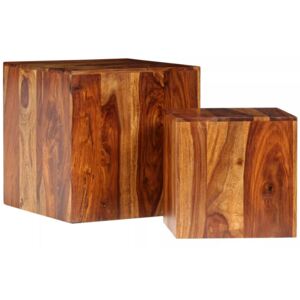 VidaXL Set 2 stolića za kavu od masivnog drva šišama 2 kom 40 x 40 x 40 cm