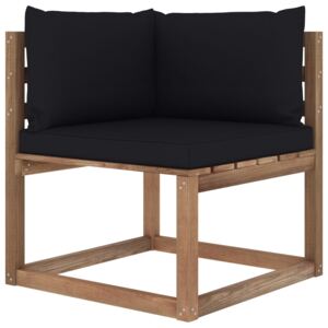VidaXL Vrtna kutna sofa od paleta s crnim jastucima