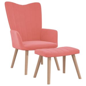 VidaXL Stolica za opuštanje s osloncem za noge ružičasta baršunasta