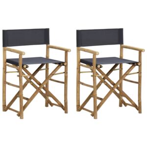 VidaXL Sklopive redateljske stolice tamnosive 2 kom bambus i tkanina