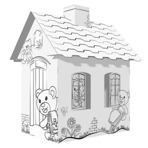 Dječja kartonska kućica s dimnjakom - Medvjed Teddy BANABY