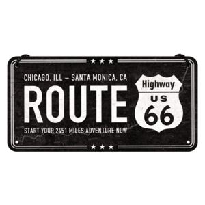 Buvu Metalna viseća tabla: Route 66 (Chicago - Santa Monica) - 10x20 cm