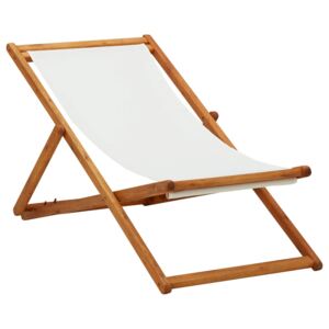 VidaXL Sklopiva stolica za plažu od drva eukaliptusa i tkanine bijela