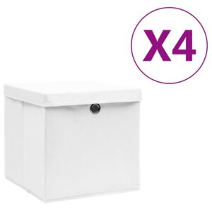 VidaXL Kutije za pohranu s poklopcima 4 kom 28 x 28 x 28 cm bijele