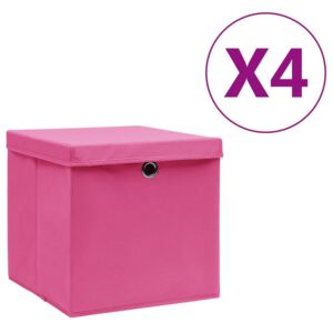 VidaXL Kutije za pohranu s poklopcima 4 kom 28 x 28 x 28 cm ružičaste