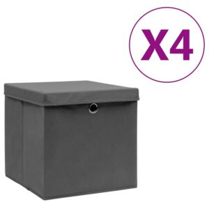 VidaXL Kutije za pohranu s poklopcima 4 kom 28 x 28 x 28 cm sive