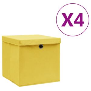 VidaXL Kutije za pohranu s poklopcima 4 kom 28 x 28 x 28 cm žute