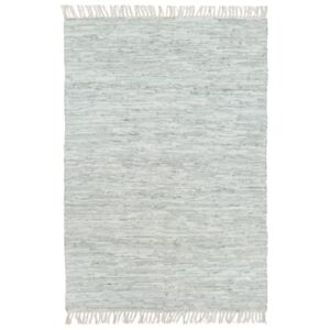 VidaXL Ručno tkani tepih Chindi od kože 80 x 160 cm svjetlosivi
