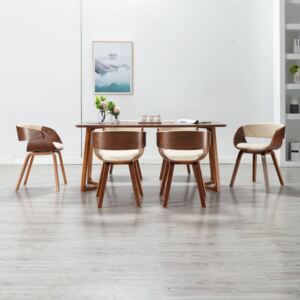 VidaXL Blagovaonske stolice od savijenog drva i umjetne kože 6 kom krem
