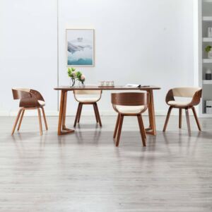 VidaXL Blagovaonske stolice od savijenog drva i umjetne kože 4 kom krem