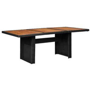 VidaXL Vrtni blagovaonski stol crni 200 x 100 x 74 cm od poliratana