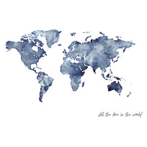 Ilustracija Worldmap blue watercolor, Finlay & Noa