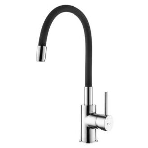 Single lever kitchen mixer Wolobby high spout and flexible, grey chrome