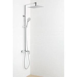 Shower System with Chrome Square Shower Head 25x25 Berenice with single handle Spirit